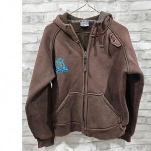 Brown Hooded Sweatshirt with Embroidered Detail